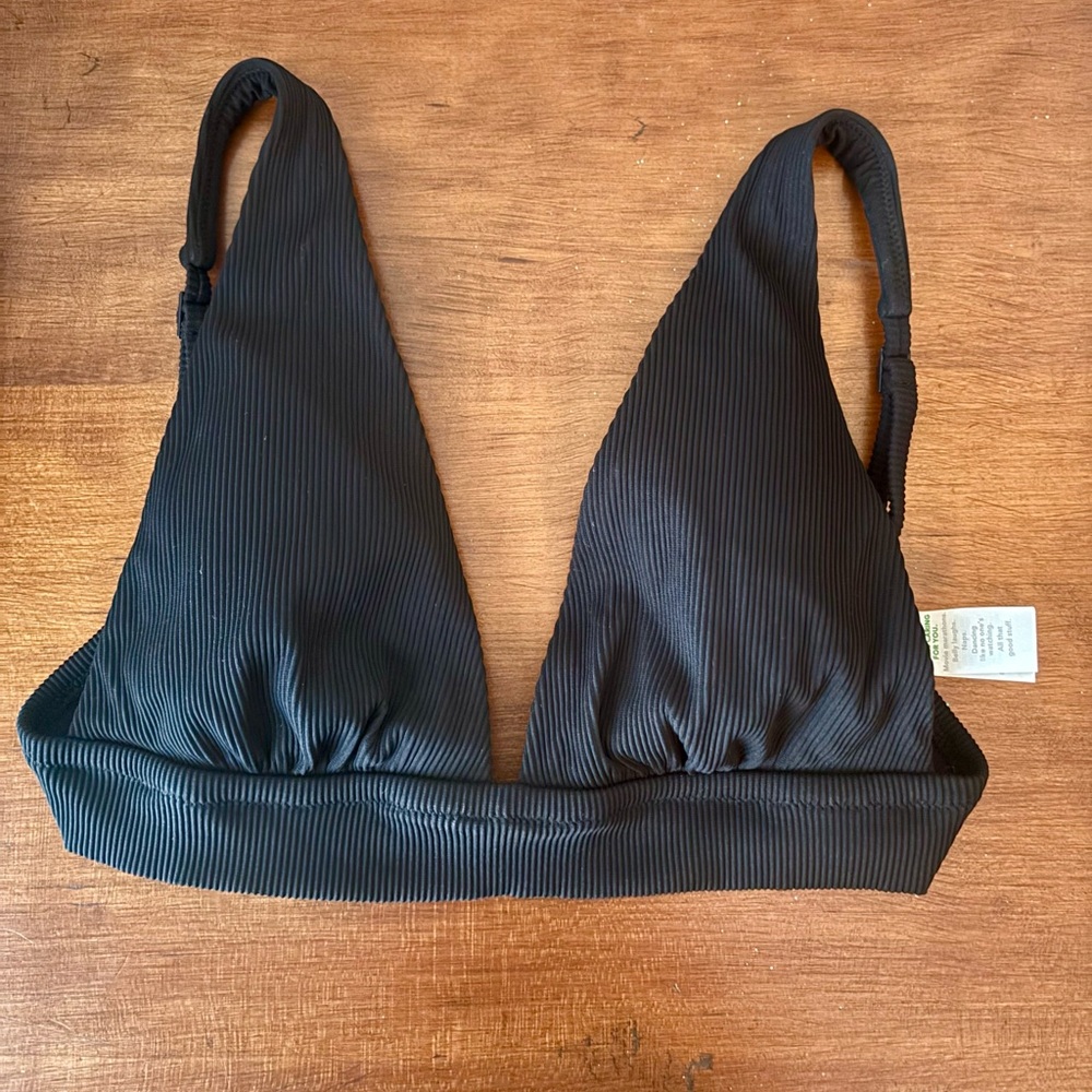 Aerie Black Triangle Bralette with Wide Straps